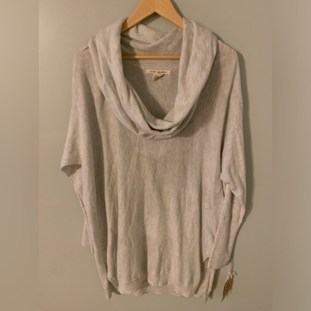🆕 NWT yet again cowl neck knit top gray large tunic